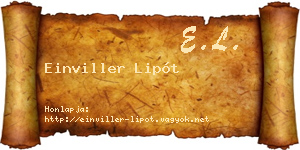 Einviller Lipót névjegykártya